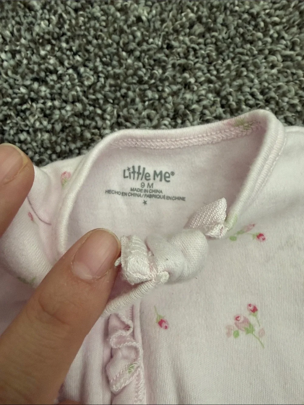 Little Me Light Pink Floral Ruffle Footed One-Piece